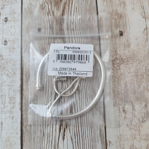 Genuine Pandora Moments 925 Silver Slider Bolo Snake Chain Bracelet Size 8 - Picture 4 of 5